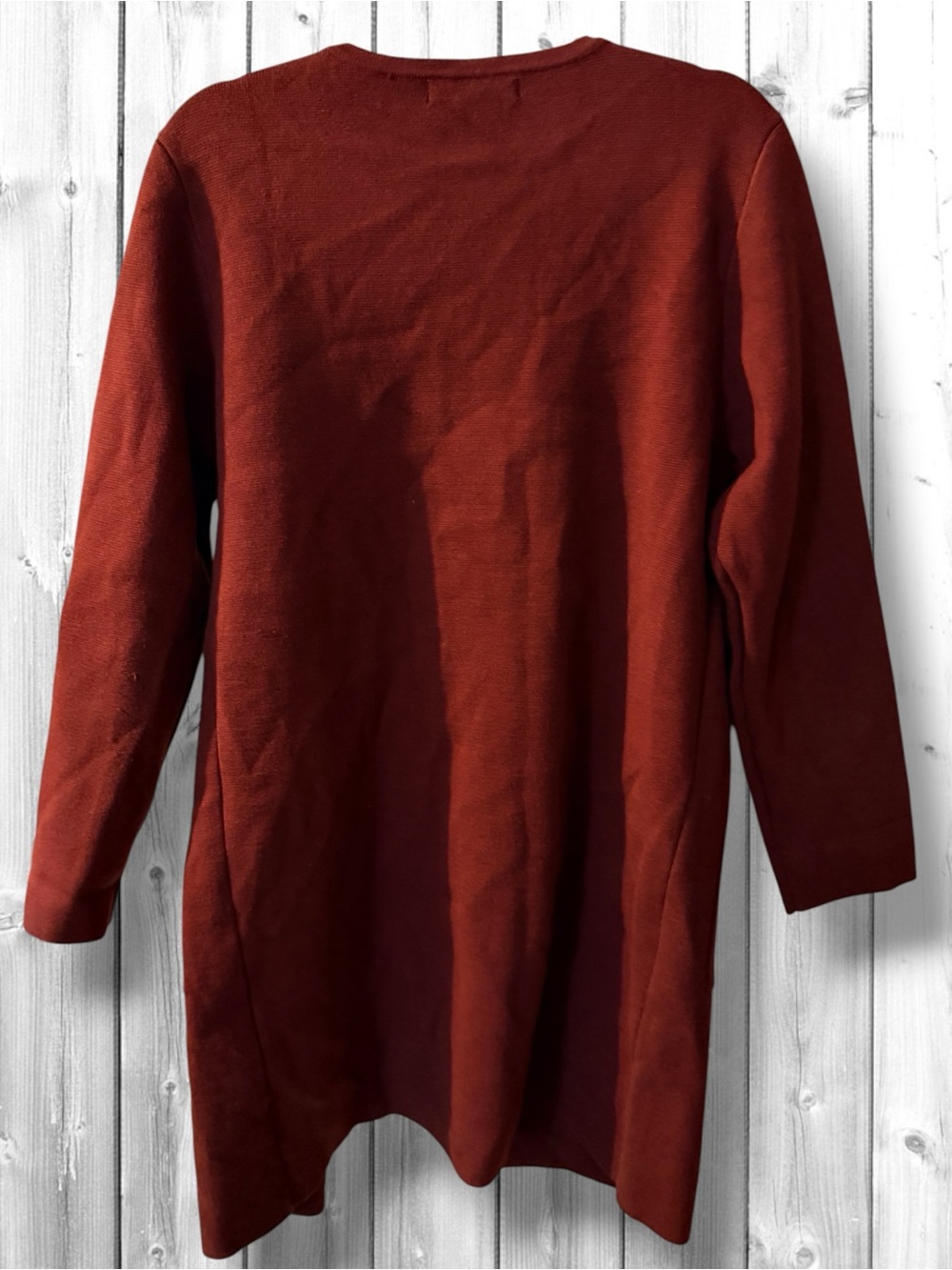 🌹ANRABESS Open-Front Long Cardigan Sweater - Rust - Picture 2 of 4